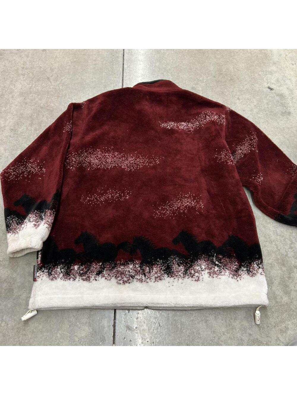 vintage horse deep pile red fleece coastlines nature animal jacket size xl - Picture 5 of 5